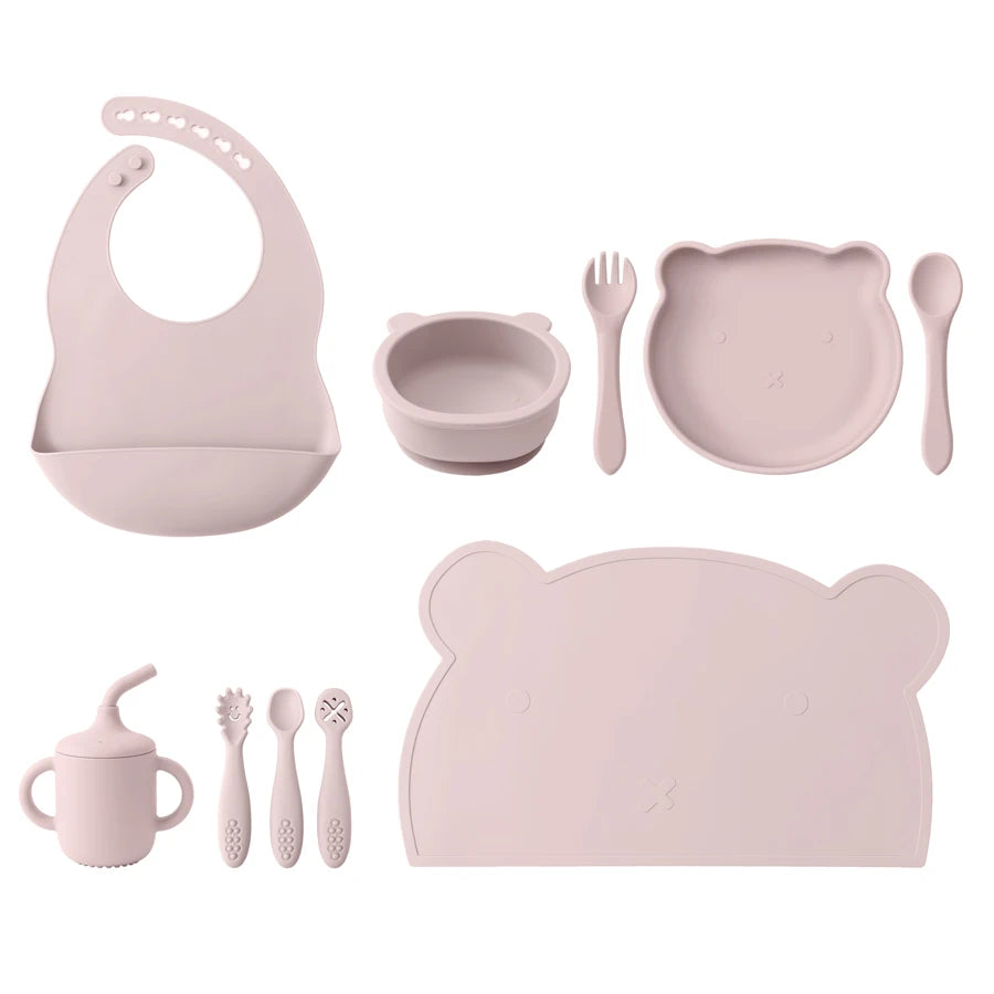 10Pcs Silicone Baby Tableware Set