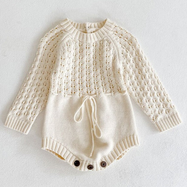 Baby Girl Knitted Hollow Waist Girdle with Long Sleeves