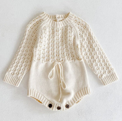Baby Girl Knitted Hollow Waist Girdle with Long Sleeves