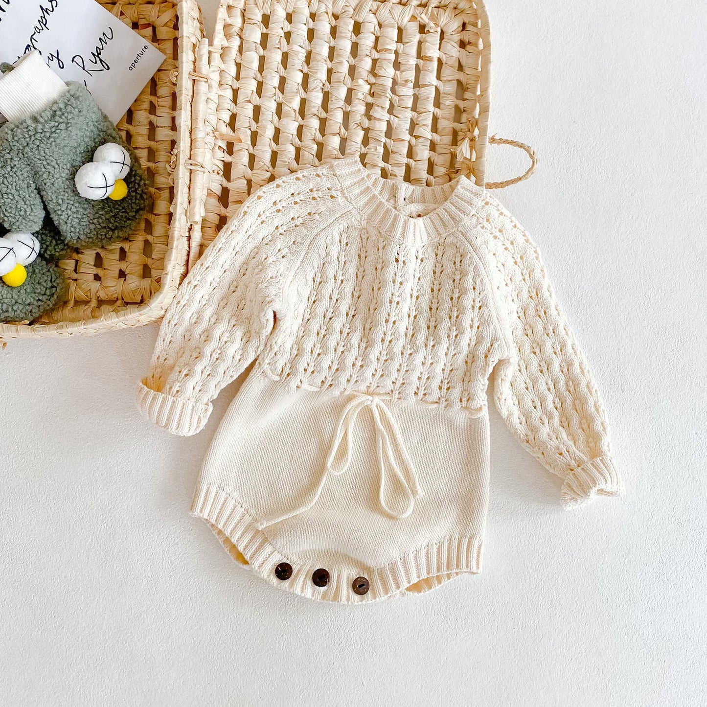 Baby Girl Knitted Hollow Waist Girdle with Long Sleeves