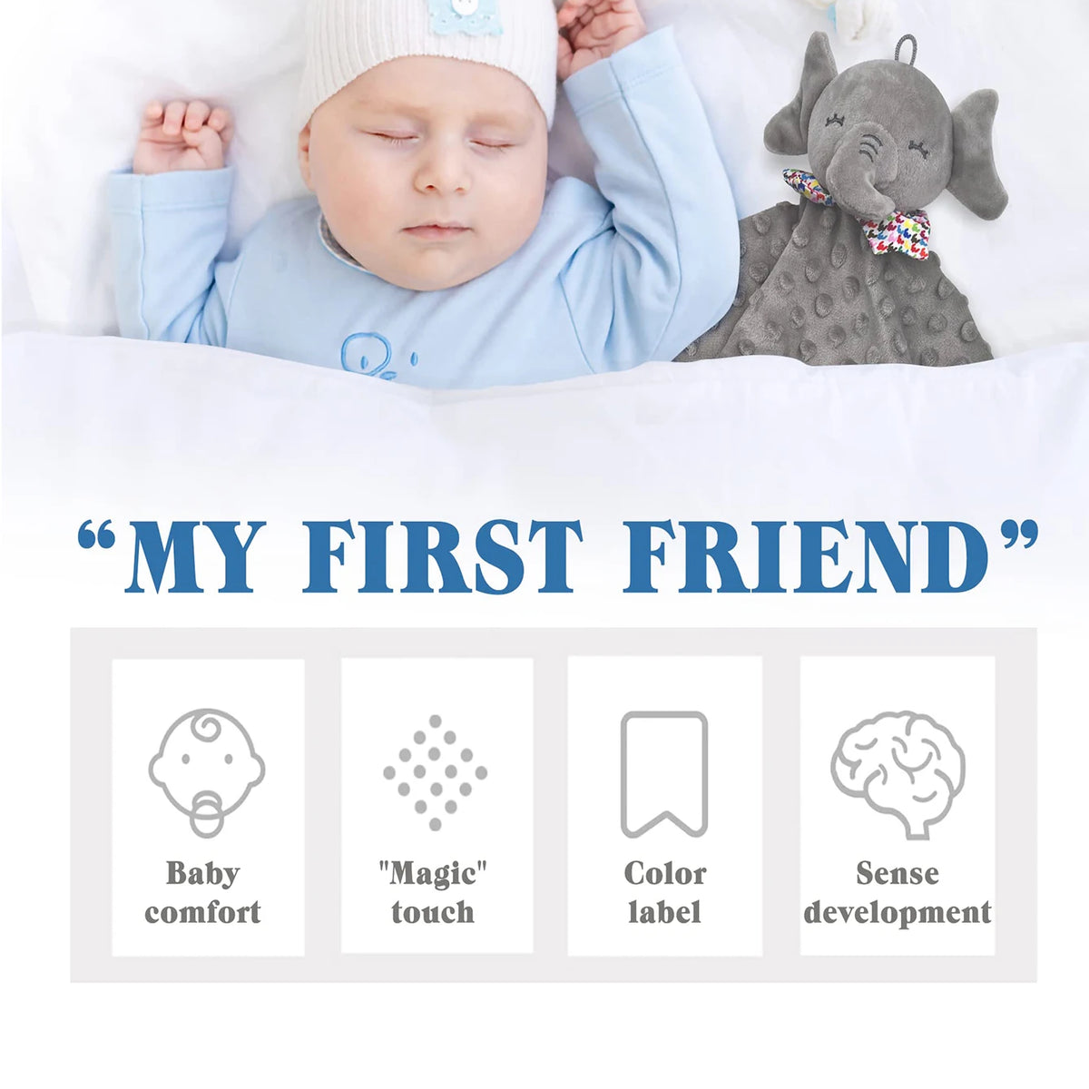 Elephant Baby Soft Soothing blanket with rattle