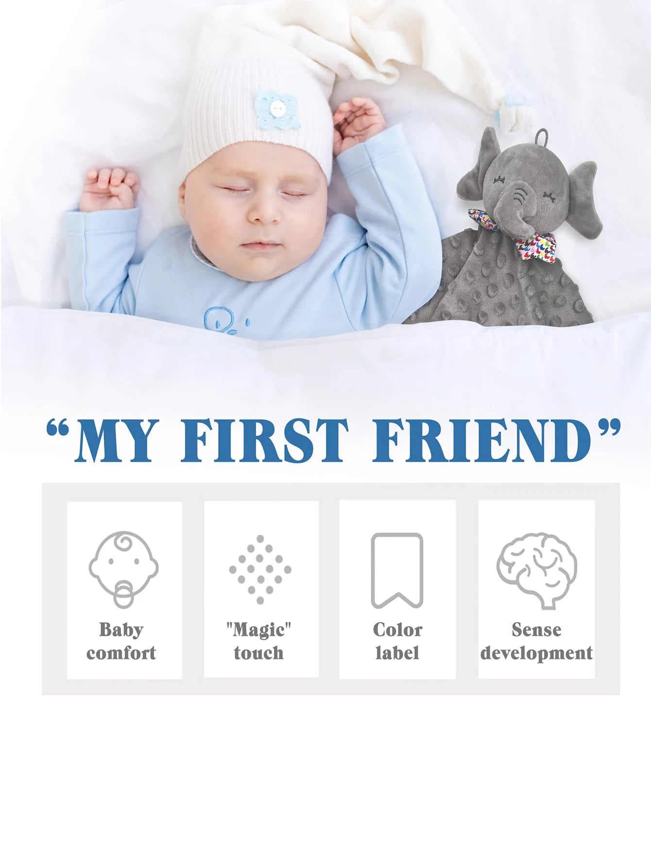 Elephant Baby Soft Soothing blanket with rattle