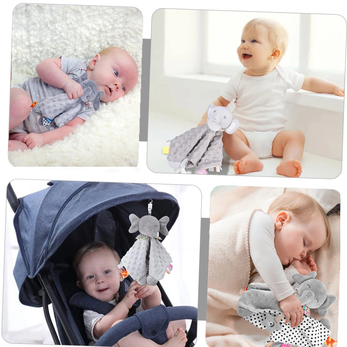Elephant Baby Soft Soothing blanket with rattle