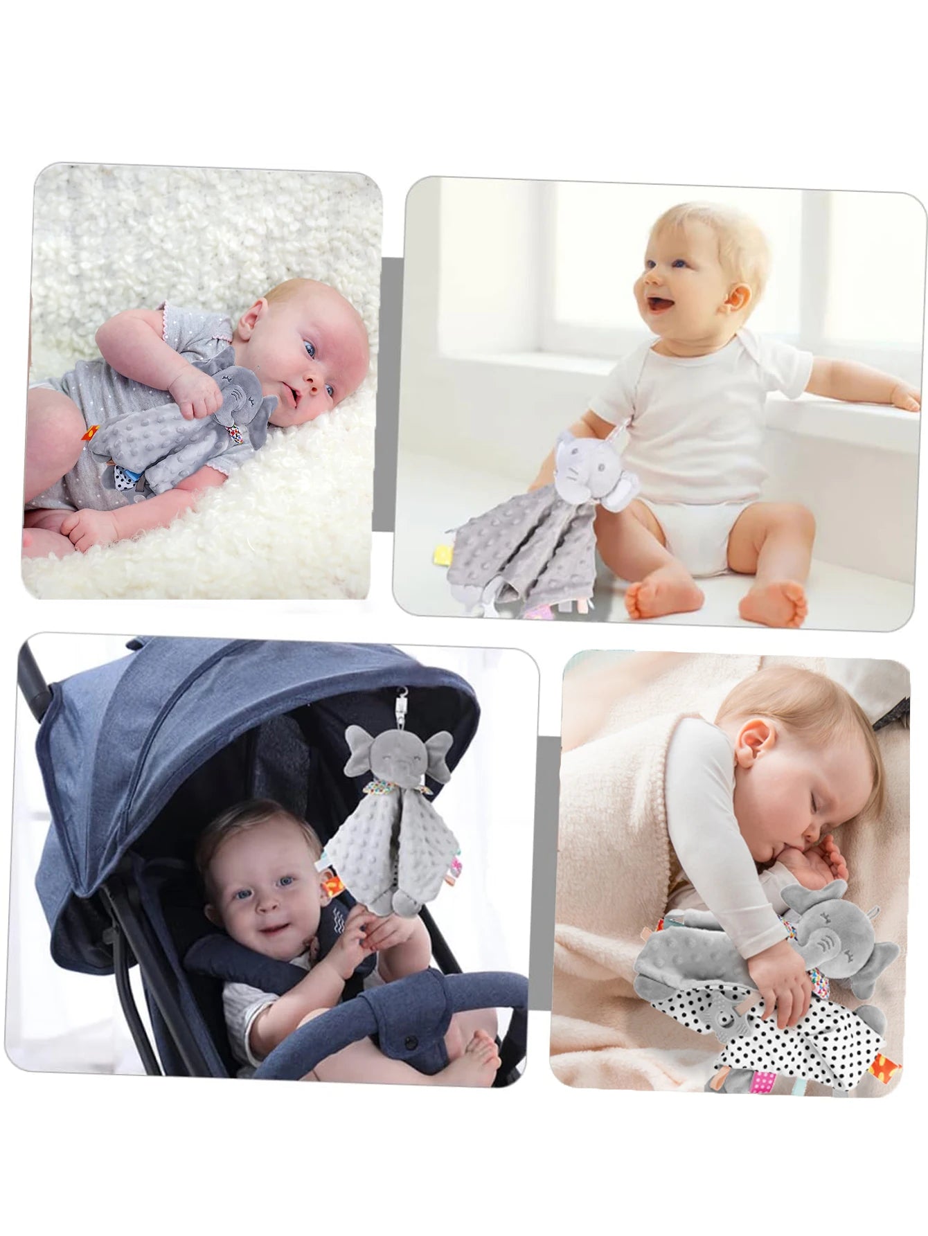Elephant Baby Soft Soothing blanket with rattle