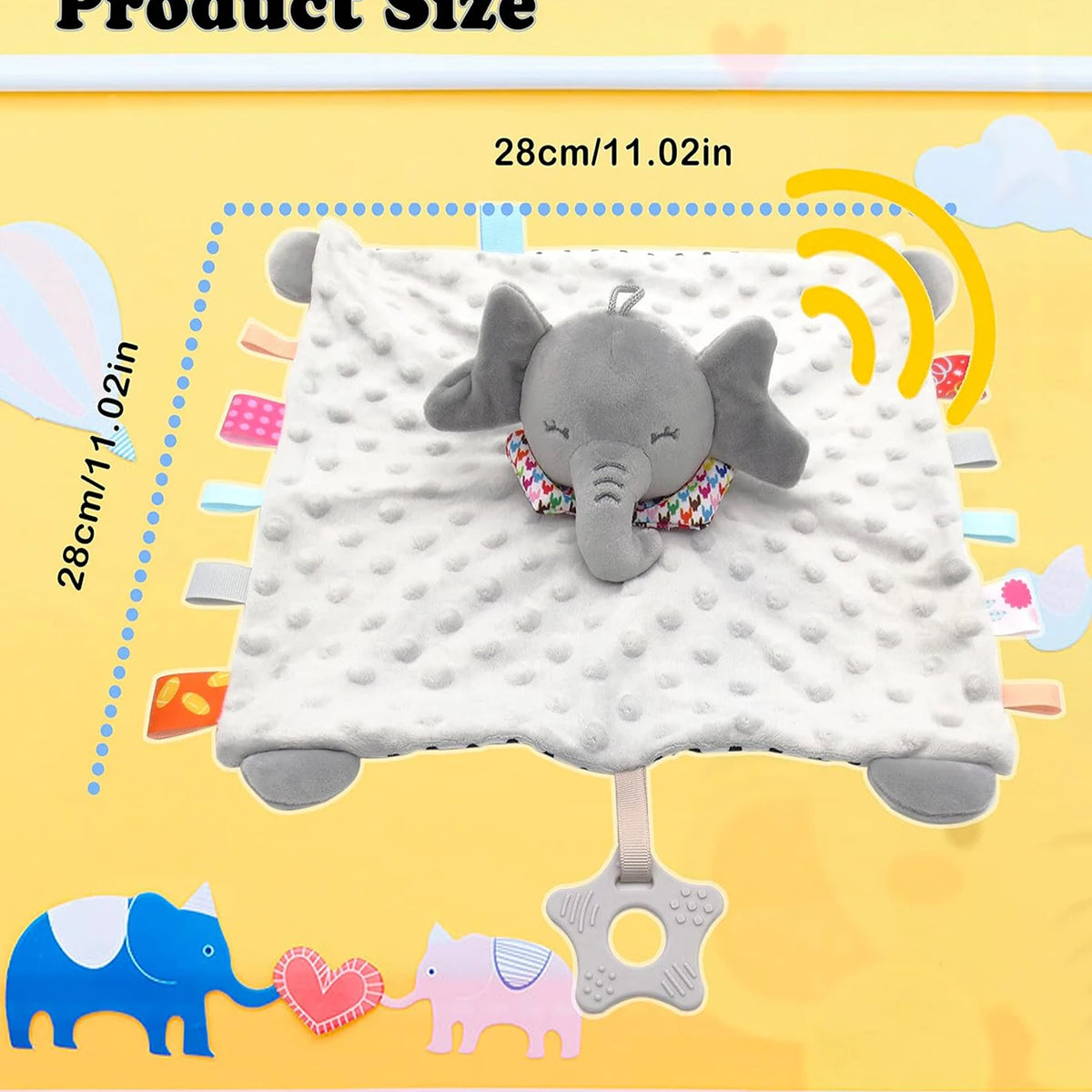Elephant Baby Soft Soothing blanket with rattle
