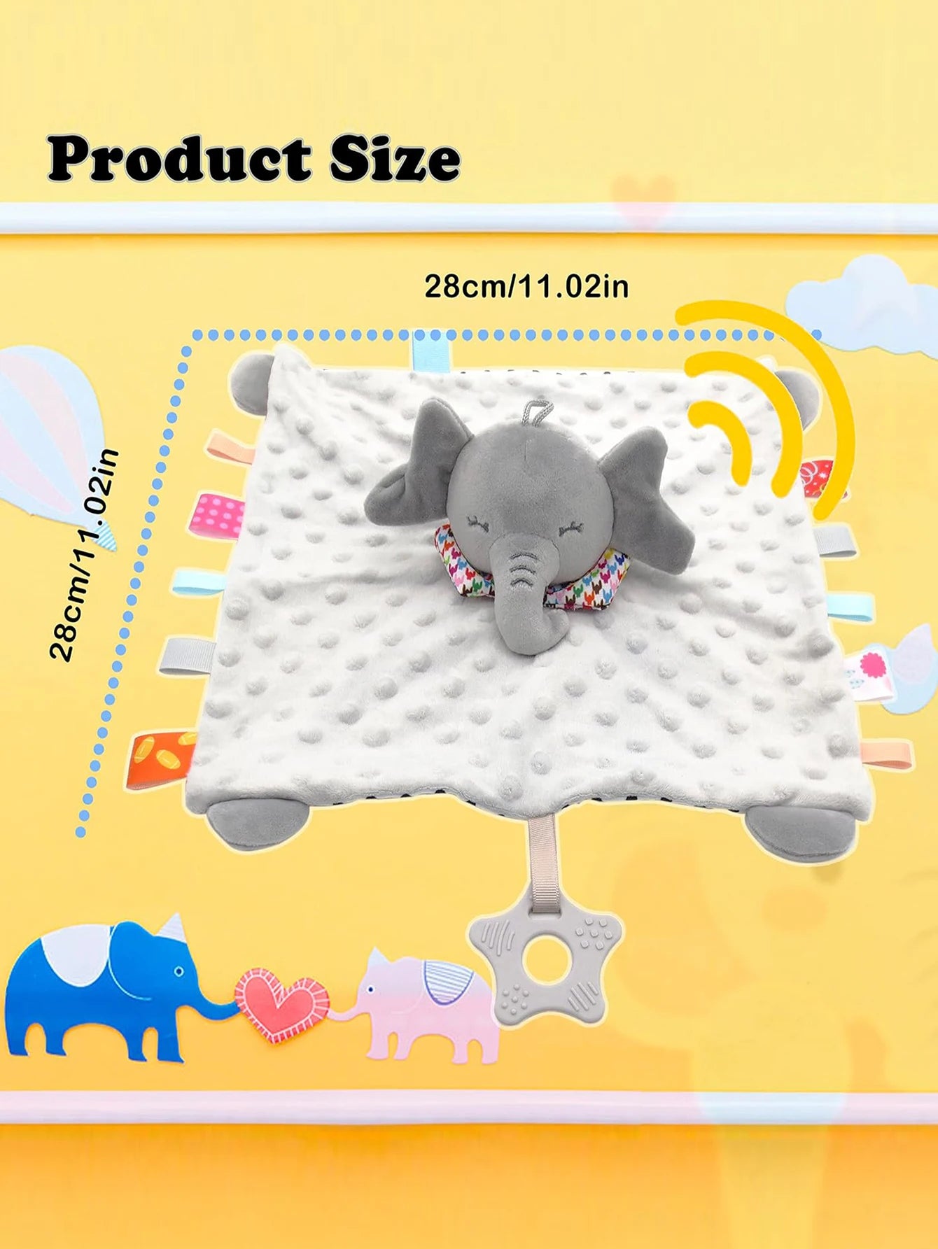 Elephant Baby Soft Soothing blanket with rattle