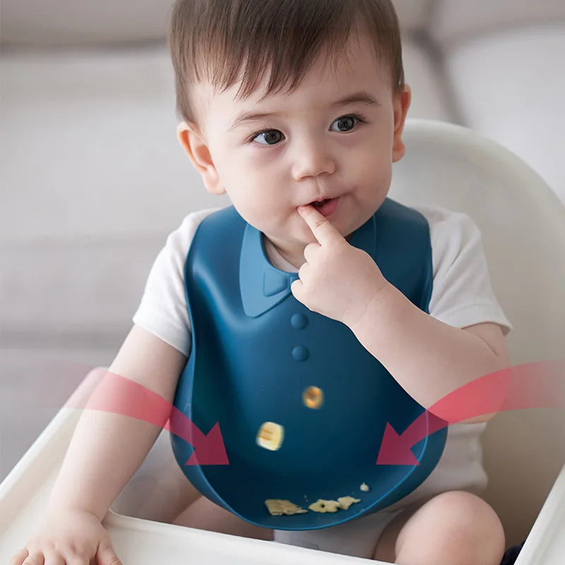 Baby Food Grade Silicon Bibs Waterproof Solid Infant Bandana Bib Newborns Breastplate Bandana For Baby Girl Boys Kids' Accessory