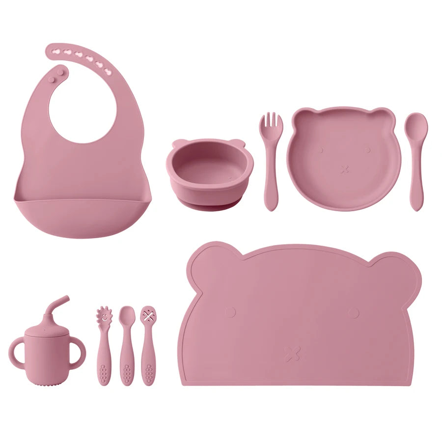 10Pcs Silicone Baby Tableware Set