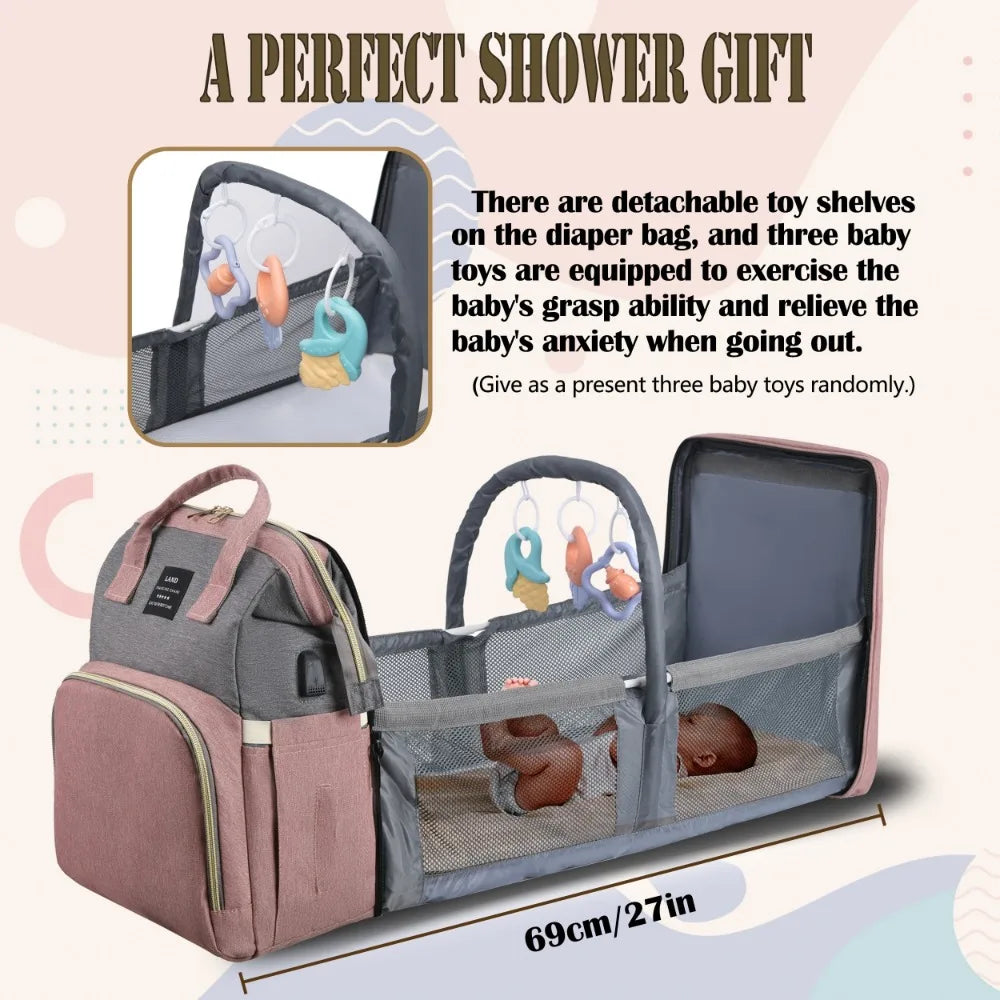 Lightweight Portable 2-in-1 Folding Crib Backpack