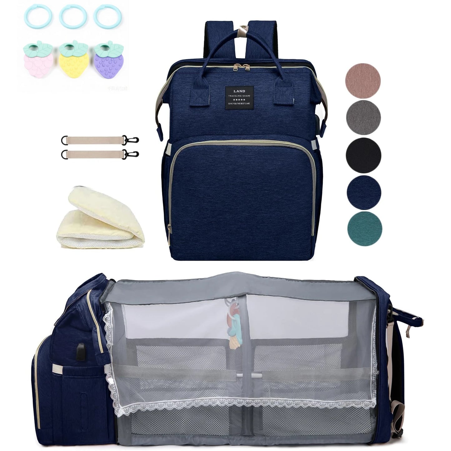 Lightweight Portable 2-in-1 Folding Crib Backpack