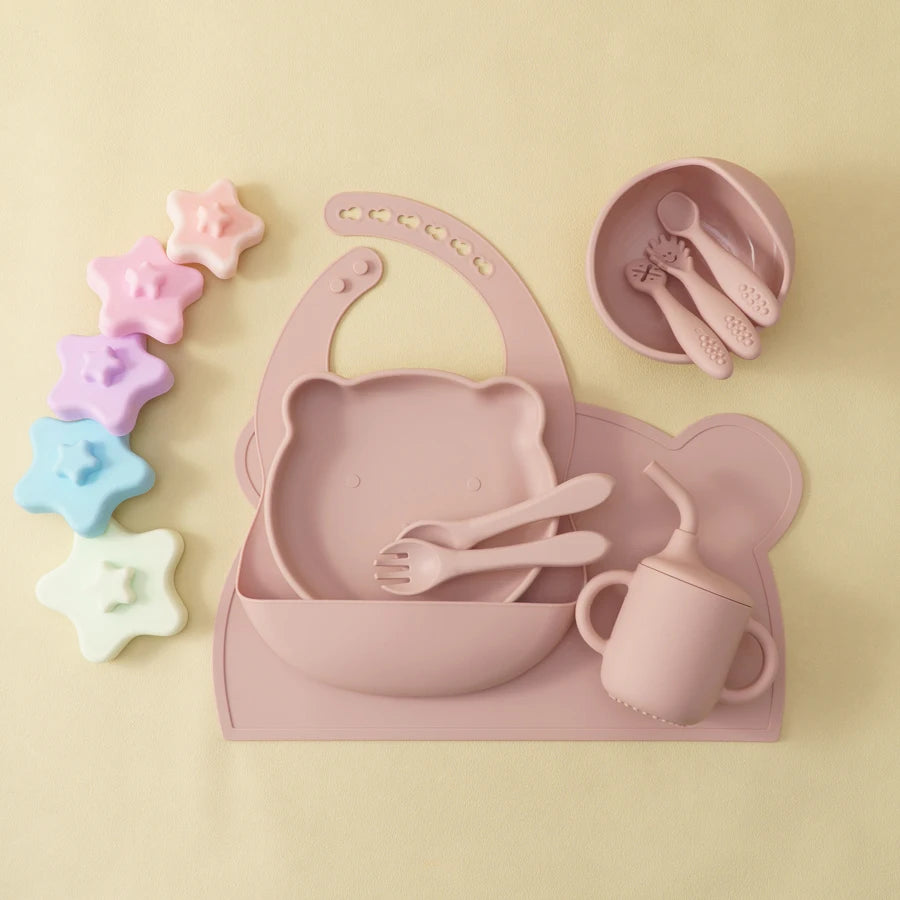 10Pcs Silicone Baby Tableware Set