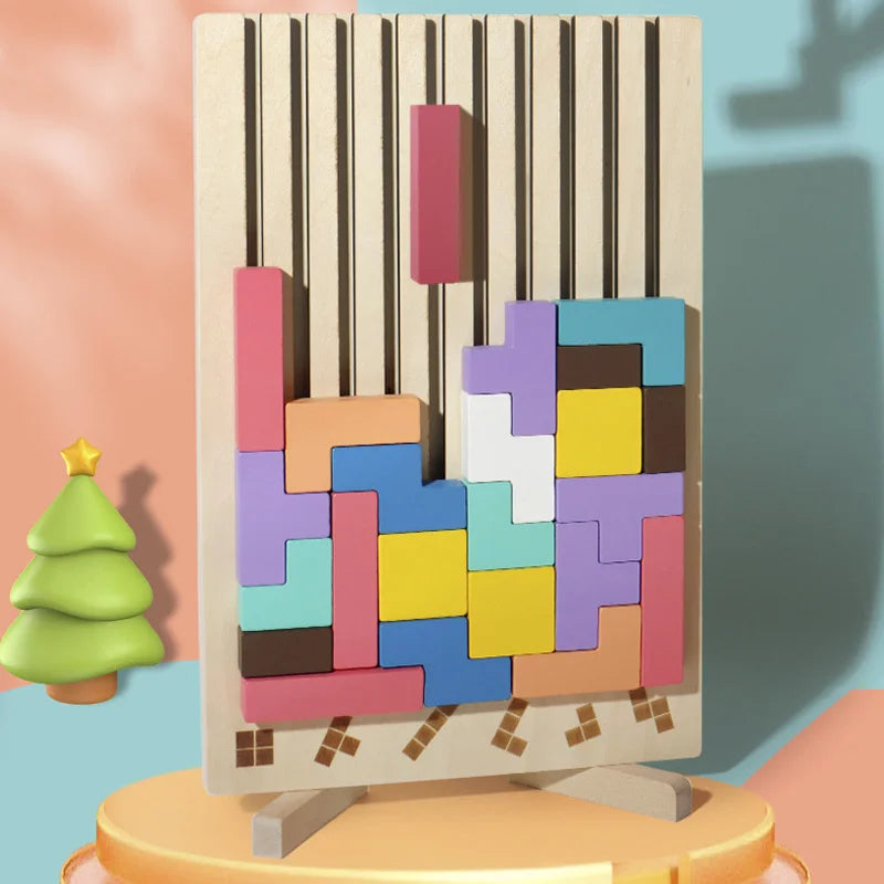 Nursery wooden blocks and shapes game