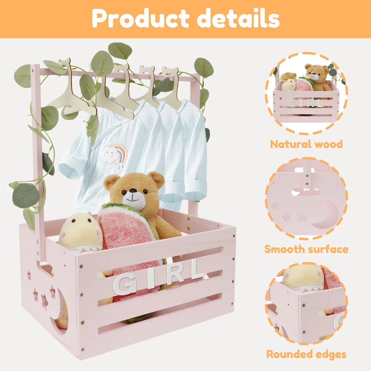 Wood Baby Decorative Storage Basket