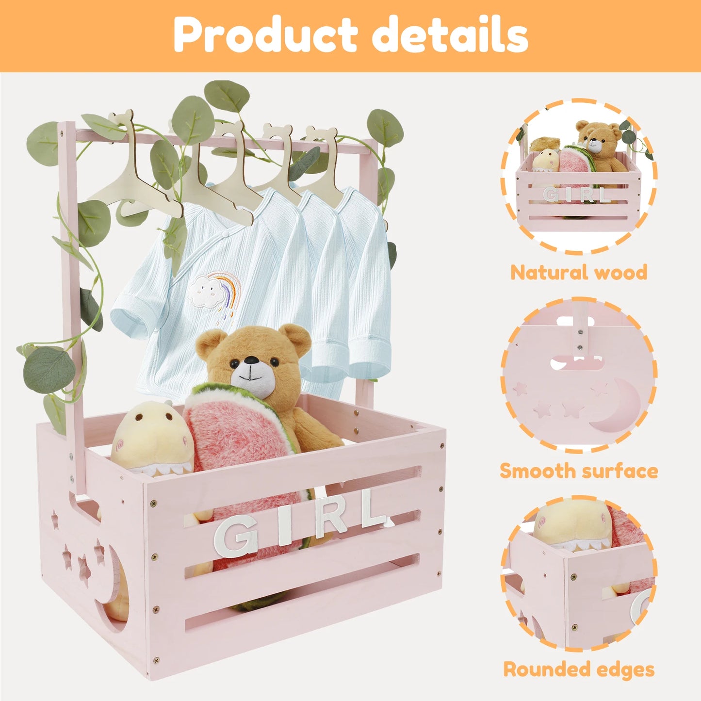 Wood Baby Decorative Storage Basket