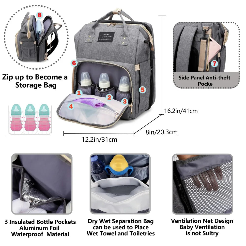 Lightweight Portable 2-in-1 Folding Crib Backpack