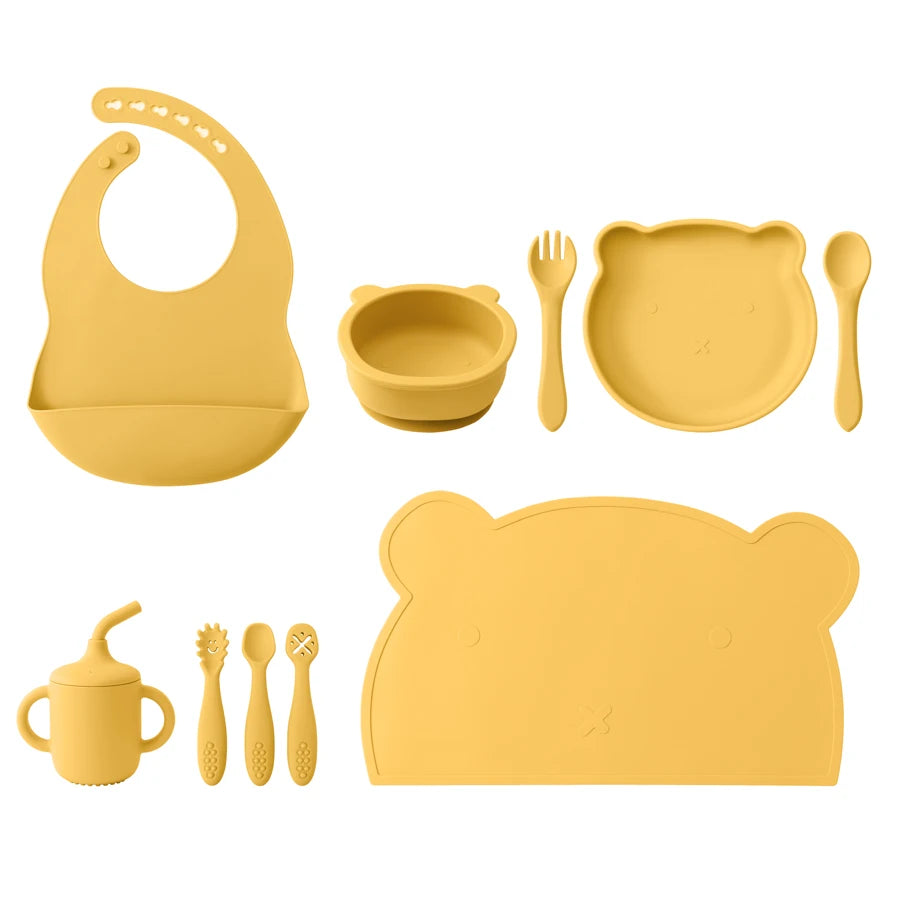 10Pcs Silicone Baby Tableware Set
