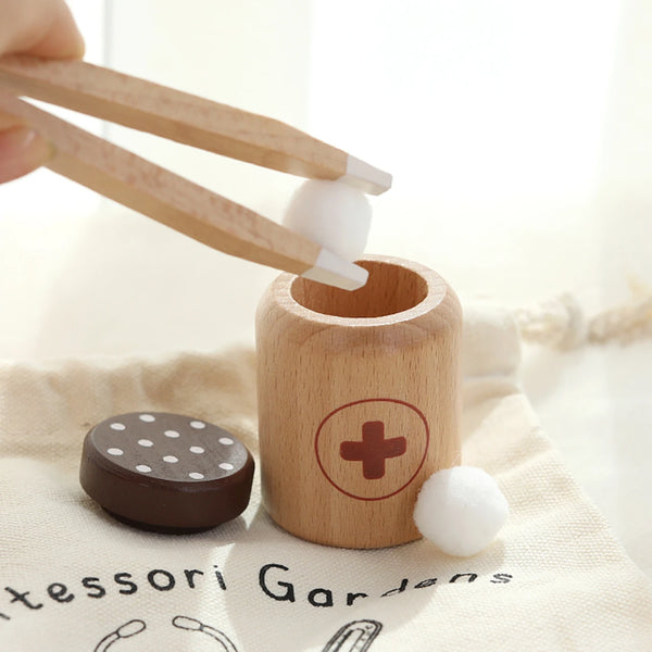 Children playing house simulation, doctor sets, wooden toy