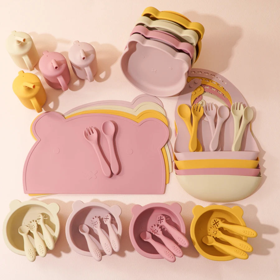 10Pcs Silicone Baby Tableware Set