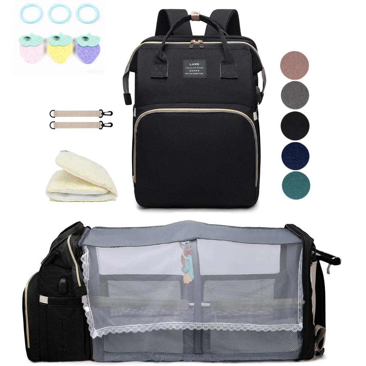 Lightweight Portable 2-in-1 Folding Crib Backpack