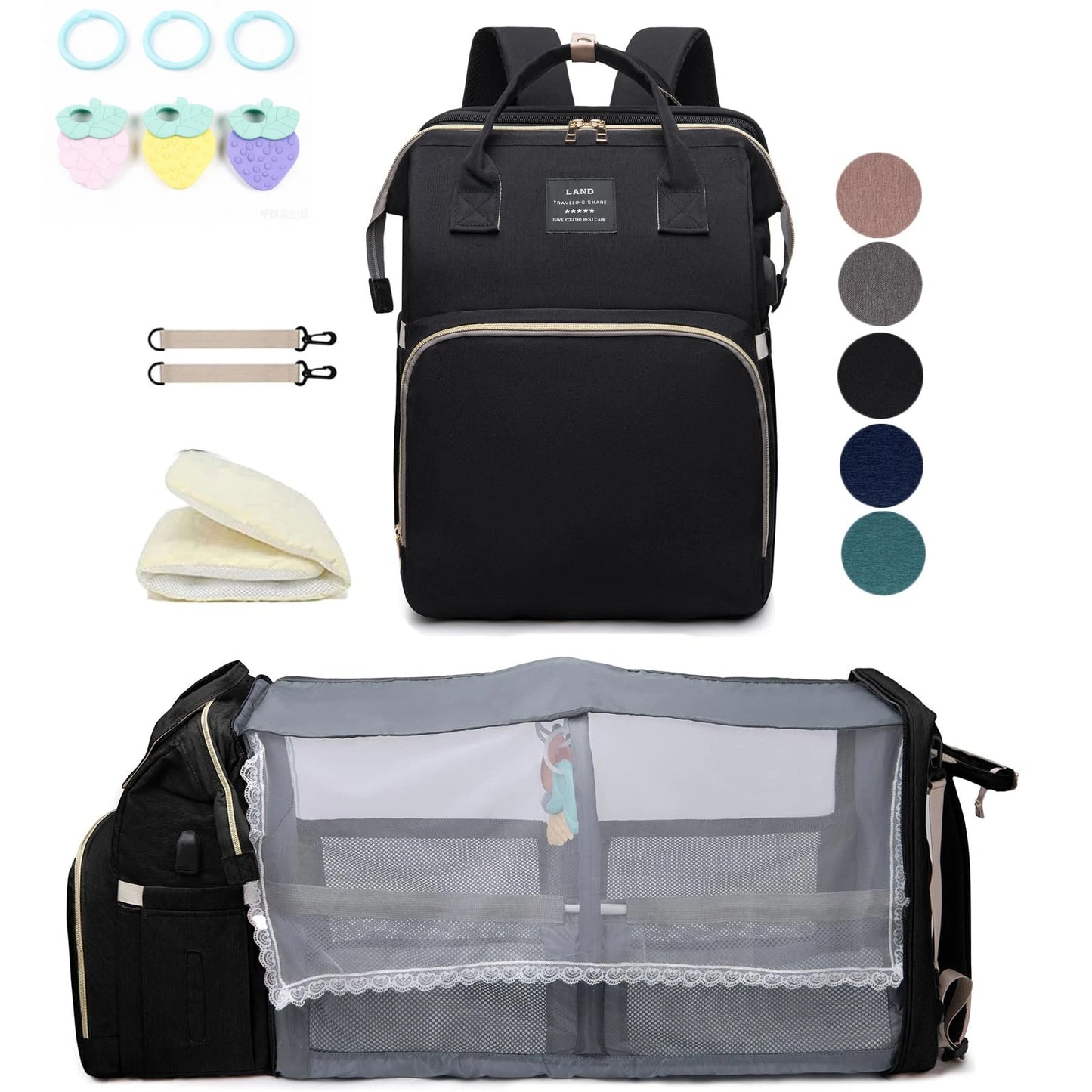 Lightweight Portable 2-in-1 Folding Crib Backpack