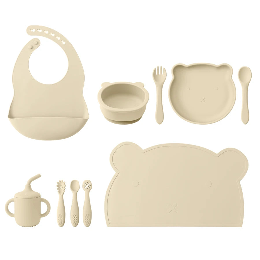 10Pcs Silicone Baby Tableware Set