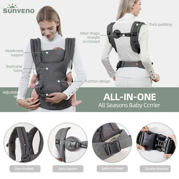 Sunveno Ergonomic Baby Carrier for Newborn with Neck Support
