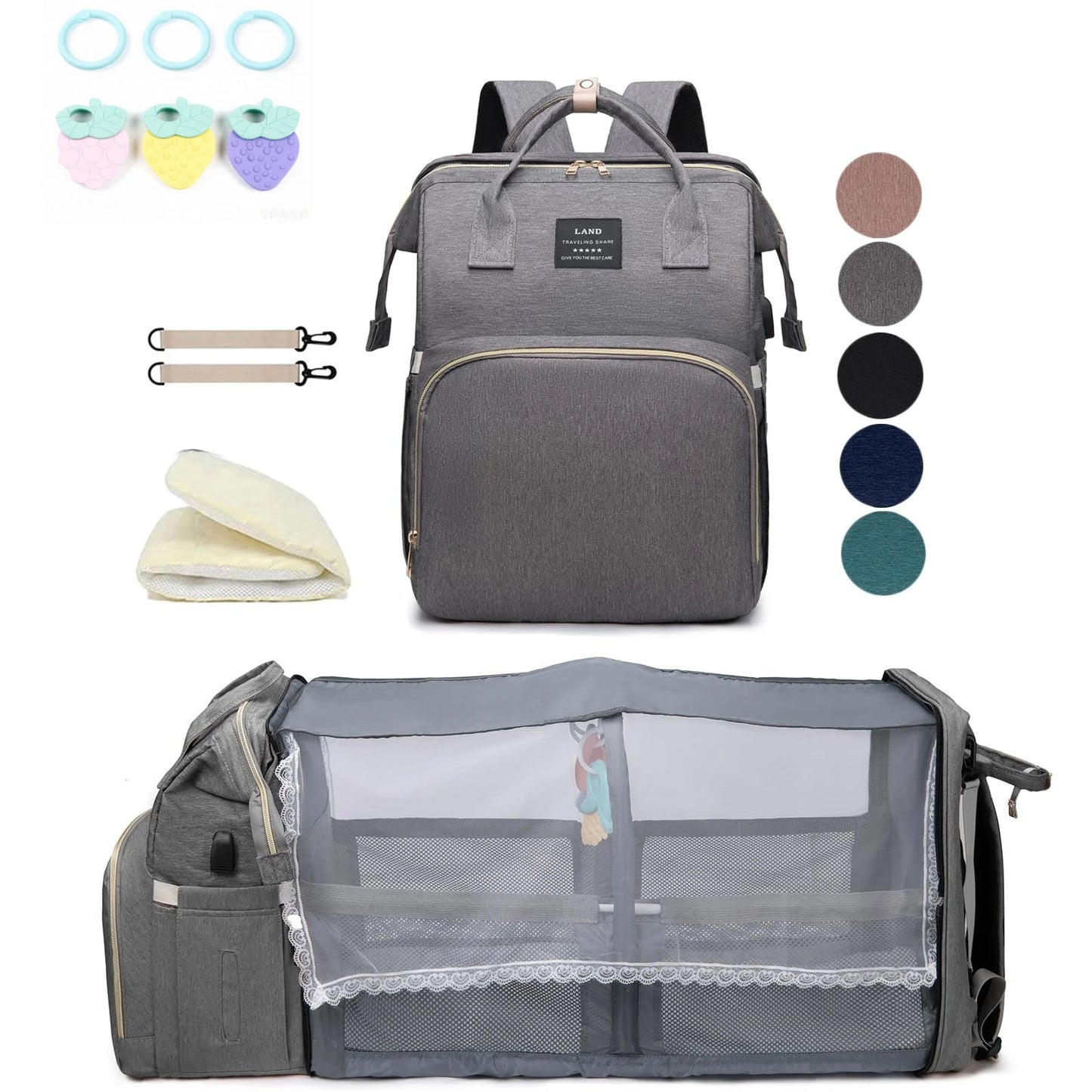 Lightweight Portable 2-in-1 Folding Crib Backpack