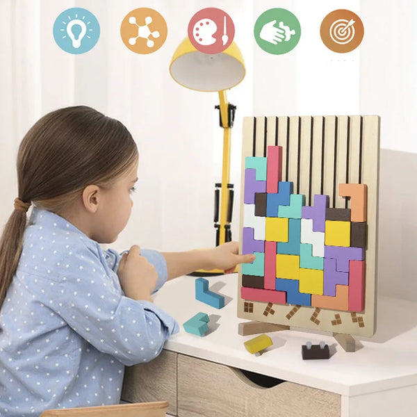 Nursery wooden blocks and shapes game