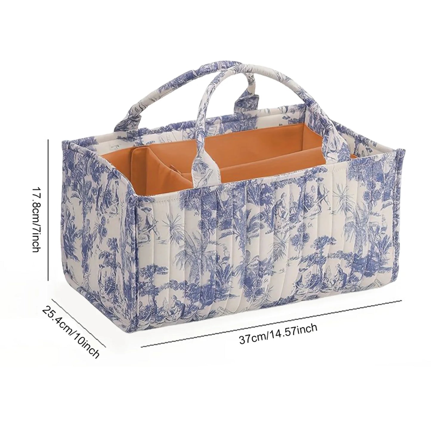 Baby Diaper Caddy Organizer with Dividers Portable Floral Quilted Foldable Nursery Storage Basket for Car Travel Newborn Items