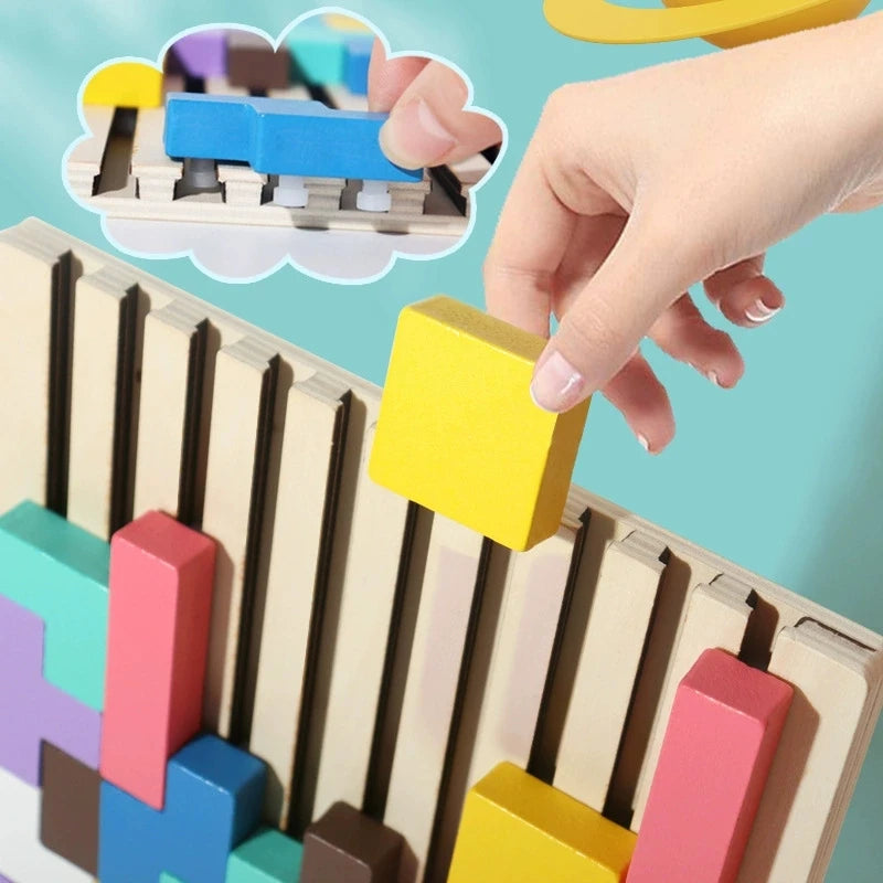 Nursery wooden blocks and shapes game