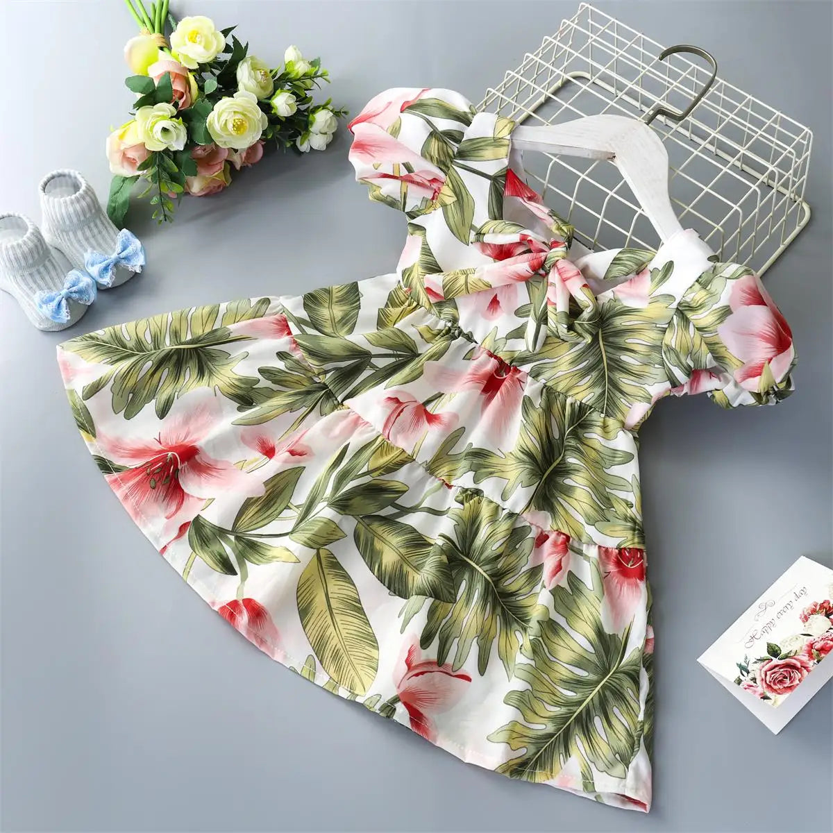 Summer Toddler Dresses Baby Girl Clothes Cute Flowers Print Princess Dress Girls Casual Dress