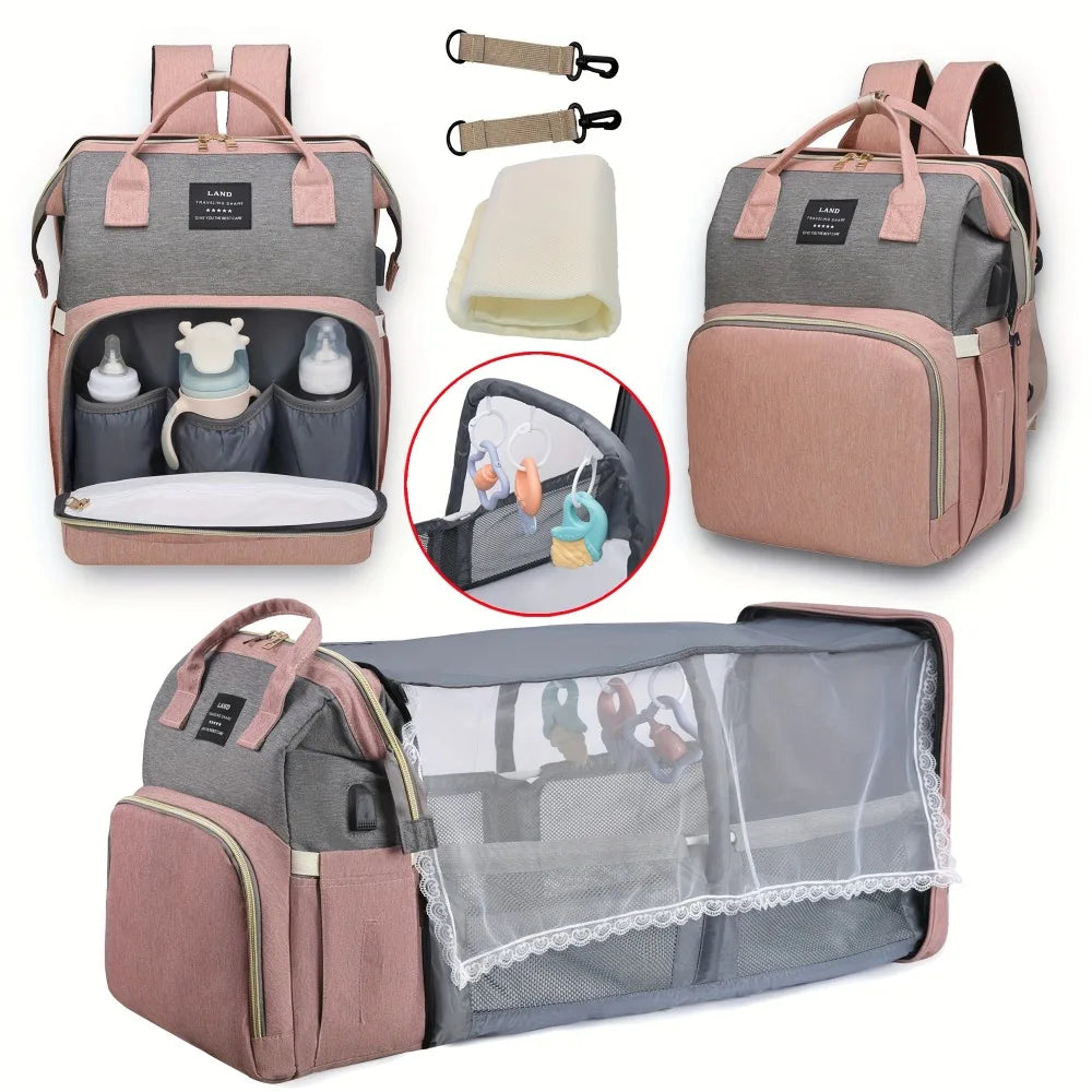 Lightweight Portable 2-in-1 Folding Crib Backpack