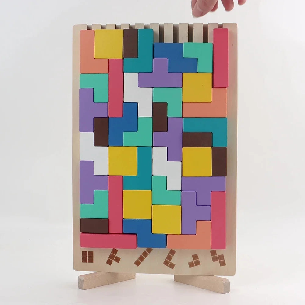 Nursery wooden blocks and shapes game