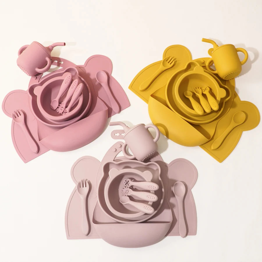 10Pcs Silicone Baby Tableware Set