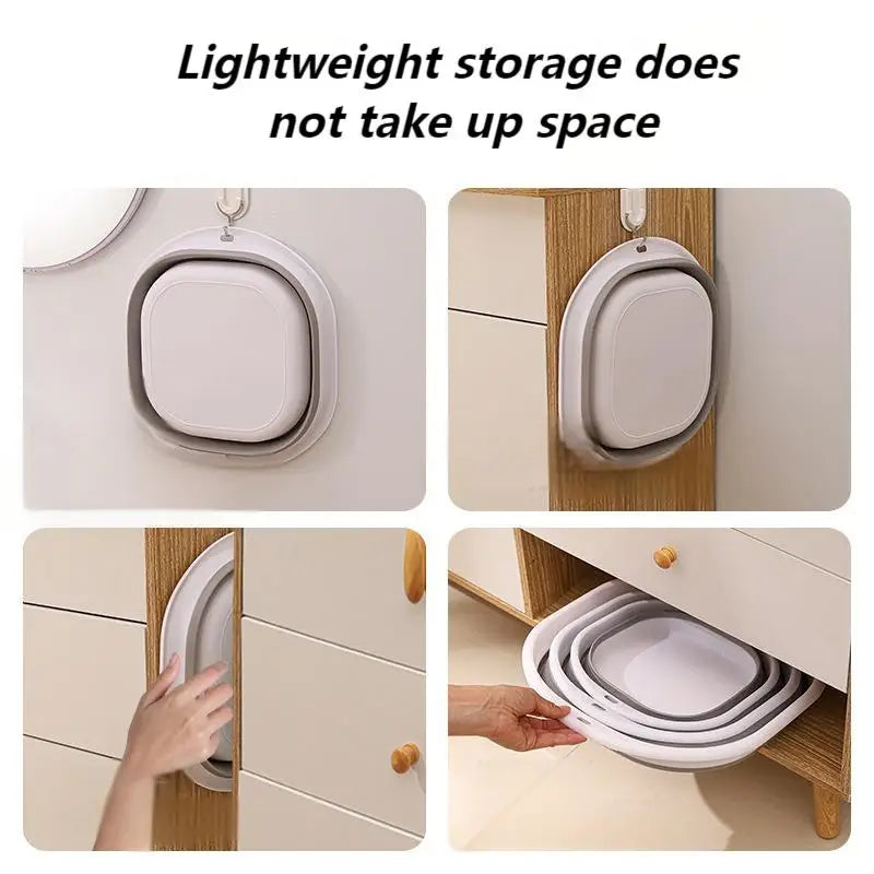 Home Clean Large Foldable Portable Plastic Compression Washbasin, Suitable For Home, Travel Laundry, Washing Vegetables