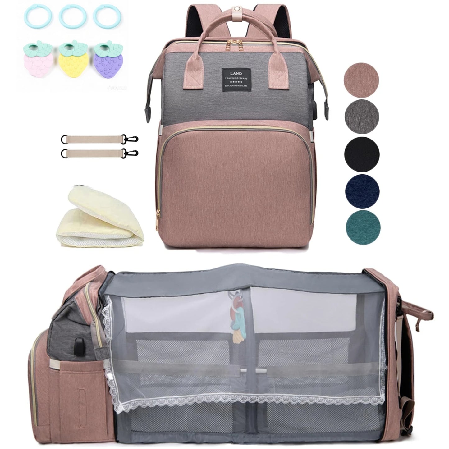 Lightweight Portable 2-in-1 Folding Crib Backpack