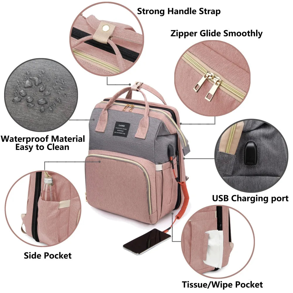 Lightweight Portable 2-in-1 Folding Crib Backpack
