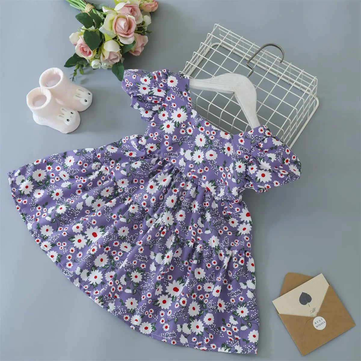 Summer Toddler Dresses Baby Girl Clothes Cute Flowers Print Princess Dress Girls Casual Dress